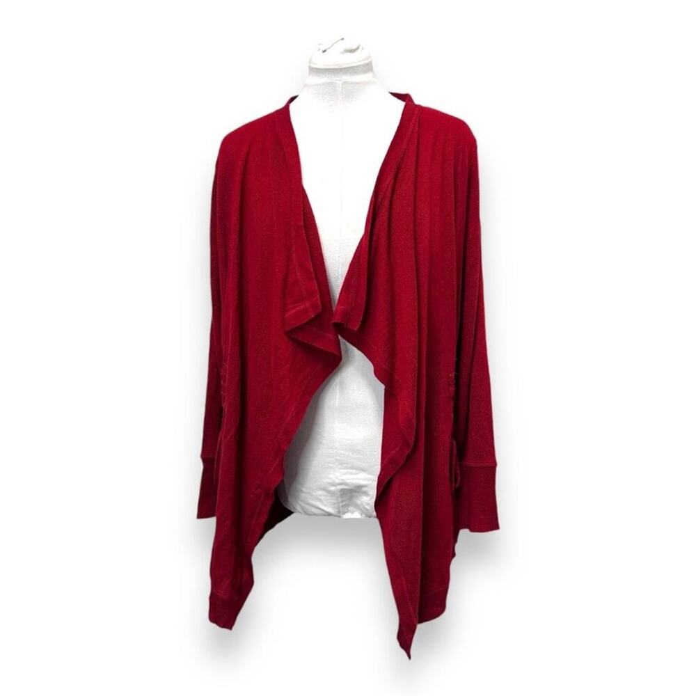 NorthStyle Women’s Plus Open Front Cardigan Sweater Lace Up Cinch Detail Red 1X